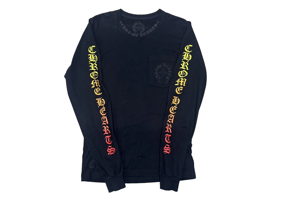 Chrome Hearts Gradient Script Horseshoe Long Sleeve T-Shirt Black