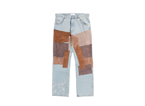 ERL LEATHER PATCHWORK JEANS LIGHT BLUE (Pre-Owned)