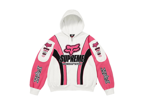 Supreme x Fox Racing Zip Up Hooded Sweatshirt Pink (Pre-Owned)