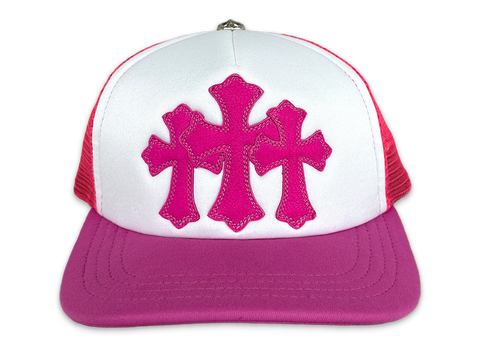 Chrome Hearts Triple Cross Trucker Hat Pink (Pre-Owned)