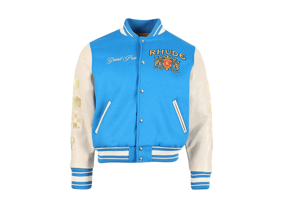 Rhude Grand Prix Varsity Jacket Blue/Cream (Pre-Owned)
