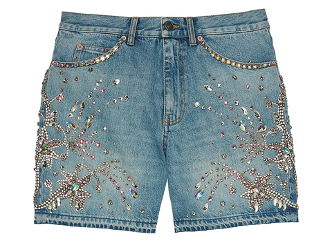 Gucci Blue Stud Embellished Denim Shorts (Pre-Owned)