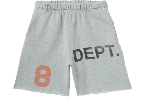 Gallery Dept. Wide-Leg Printed Distressed Cotton-Jersey Shorts Grey