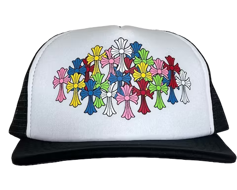 Chrome Hearts Multi Color Crosses Trucker Hat Black/White