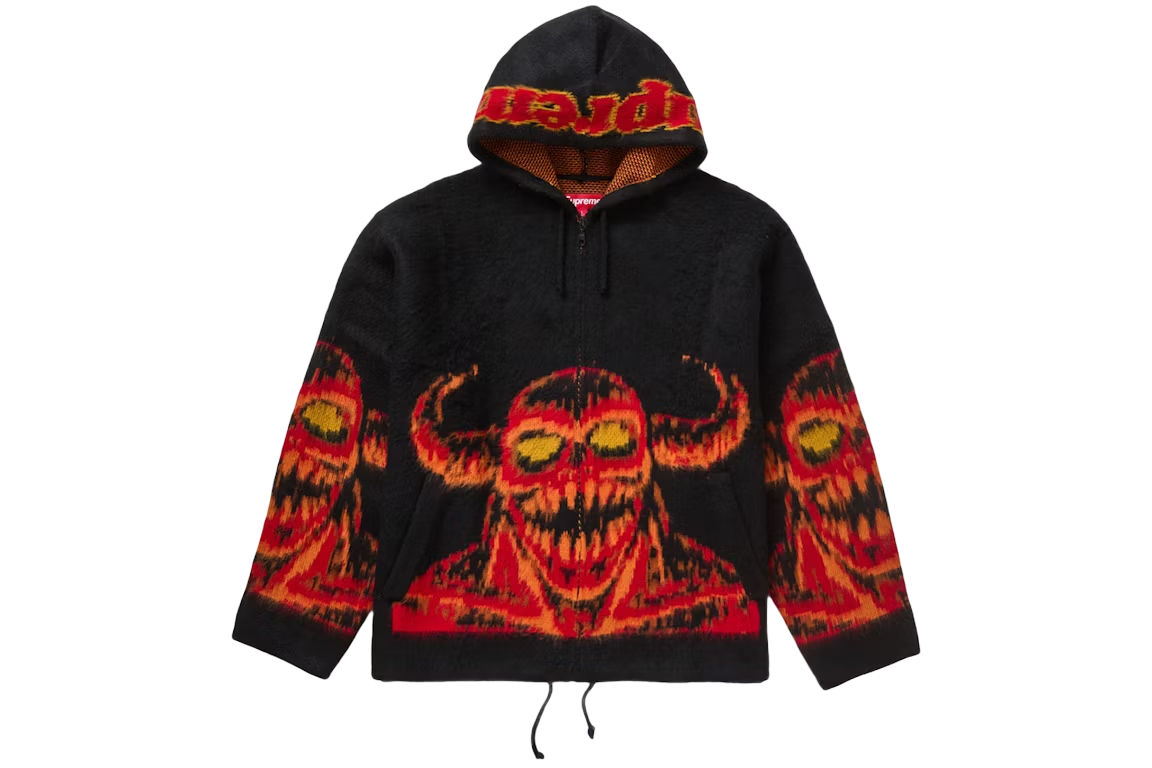 Supreme Toy Machine Zip Up Hooded Sweater Black