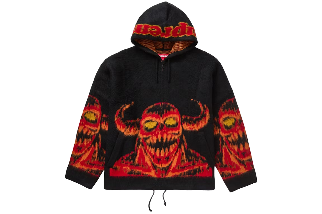 Supreme Toy Machine Zip Up Hooded Sweater Black