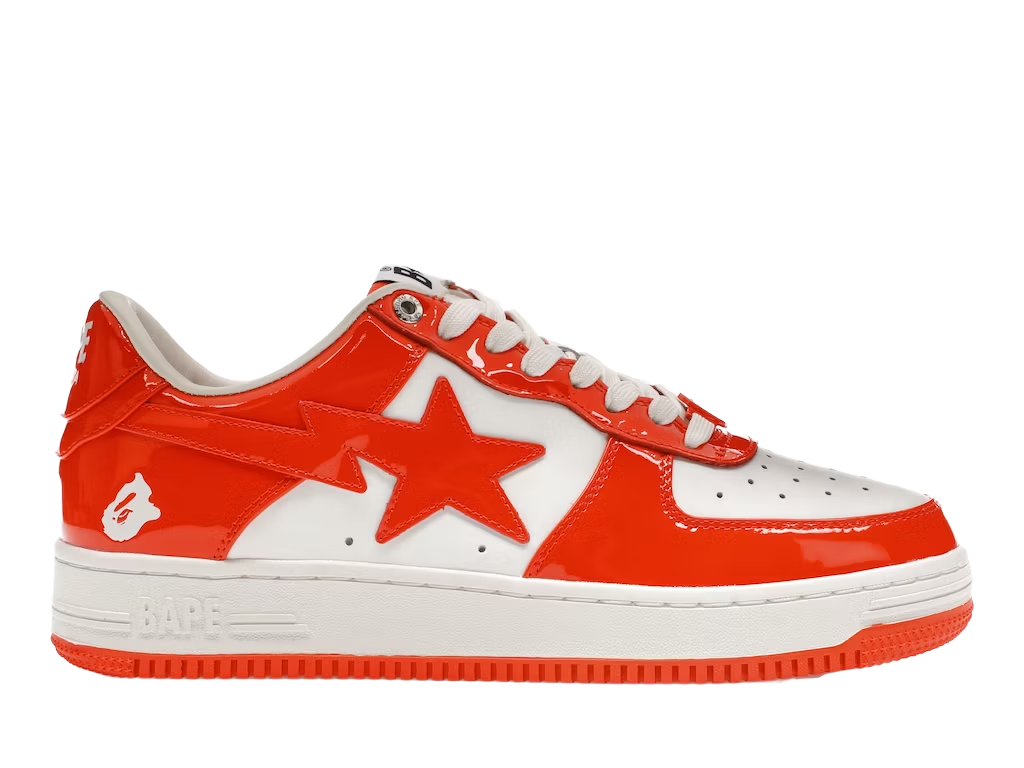 A Bathing Ape Bape Sta Patent Leather Orange White (Pre-Owned)