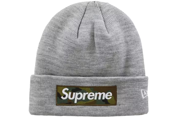 Supreme New Era Box Logo Beanie (FW23) Heather Grey