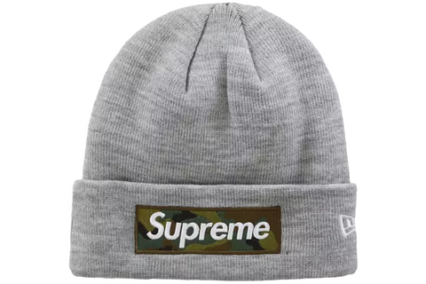 Supreme New Era Box Logo Beanie (FW23) Heather Grey