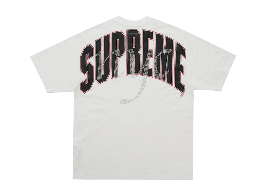 Supreme Rhinestone Script S/S Top White