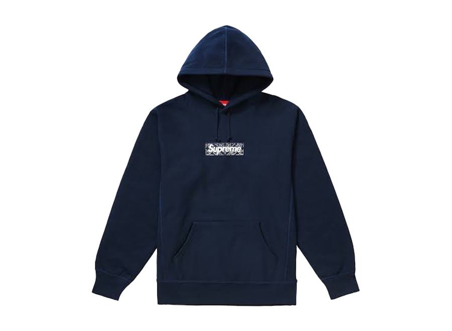 Supreme Bandana Box Logo Hooded Sweatshirt Navy (Pre-Owned)