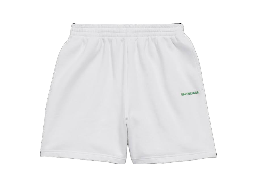 Balenciaga Back Relaxed Fit Shorts White/Green (Pre-Owned)