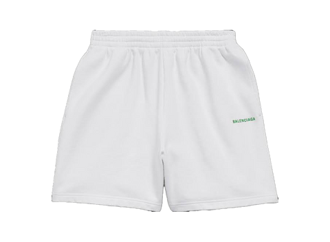 Balenciaga Back Relaxed Fit Shorts White/Green (Pre-Owned)