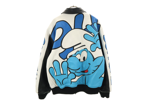 Supreme Smurfs Leather Varsity Jacket Black