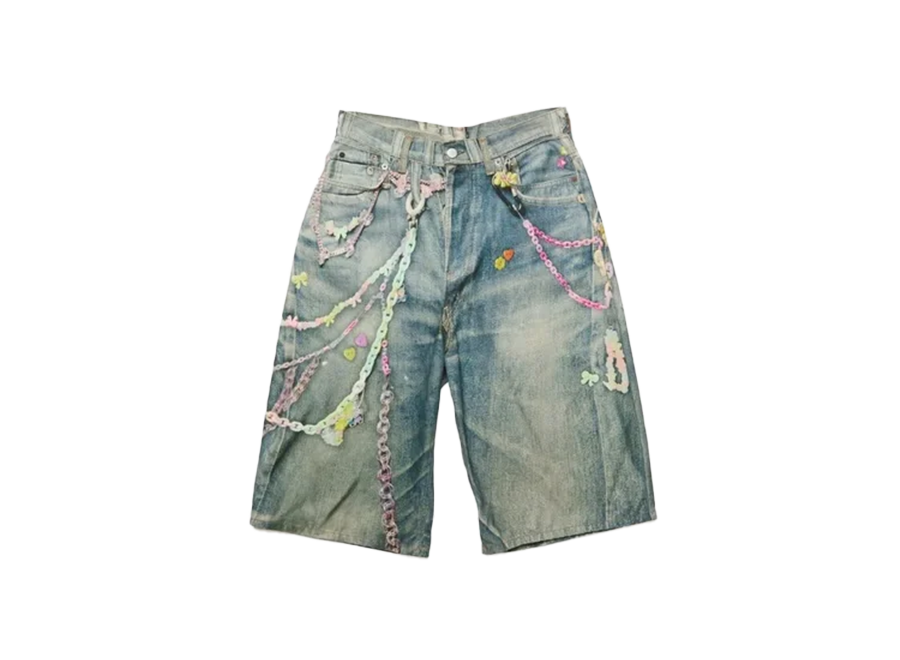 Acne Studios Denim Shorts With Chain Accents (Pre-Owned)