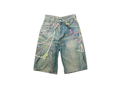 Acne Studios Denim Shorts With Chain Accents (Pre-Owned)