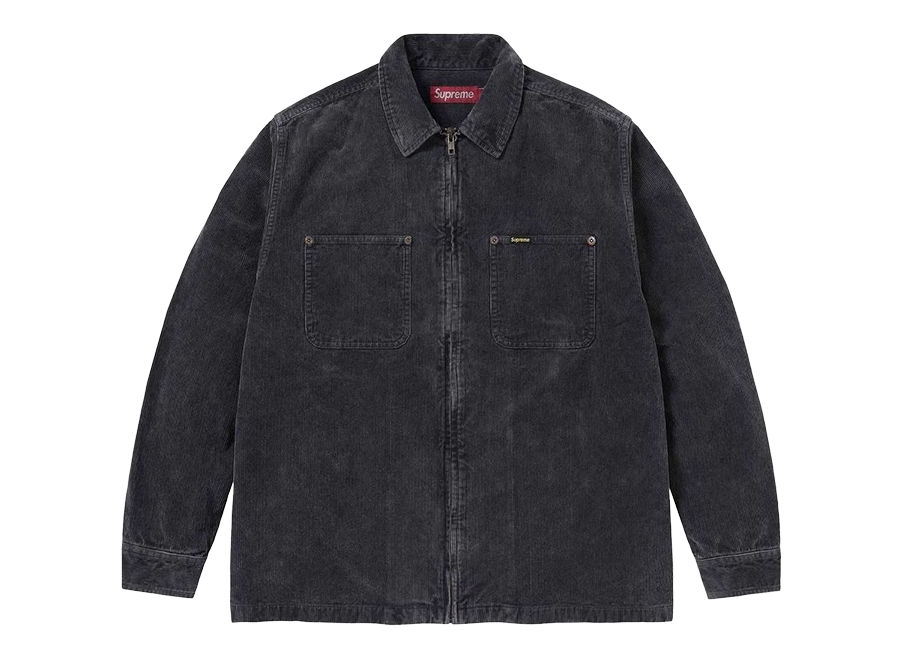 Supreme Washed Corduroy Zip Up Shirt Black (Pre-Owned)