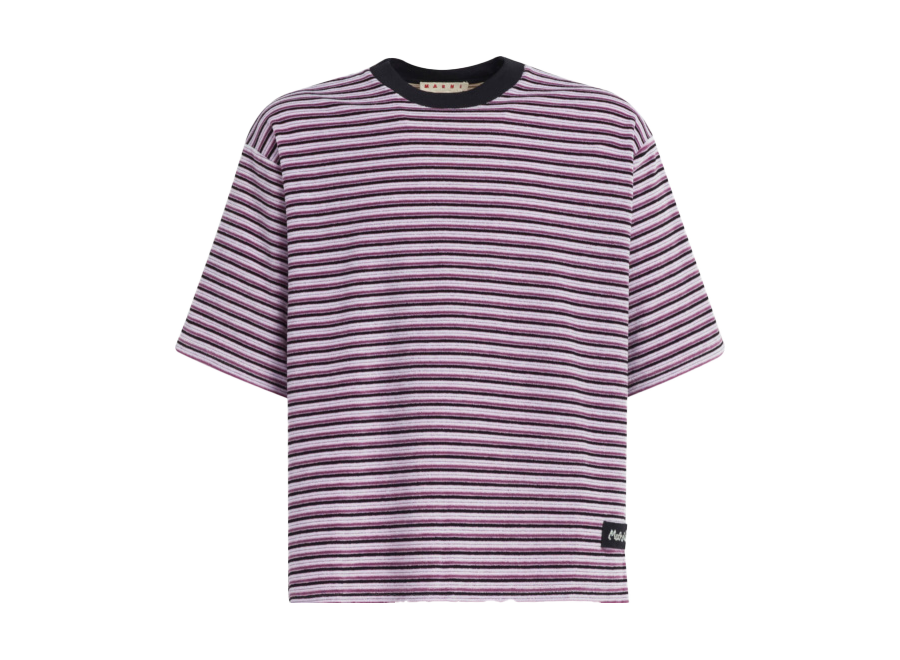 Marni Purple Striped Velour T-Shirt