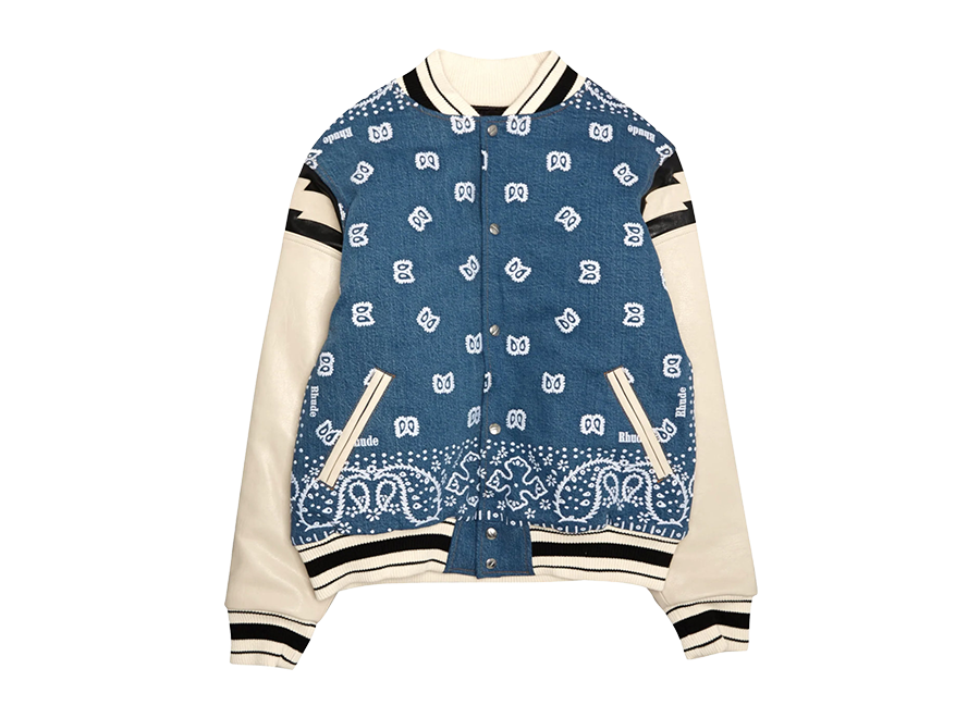 Rhude Bandana Pattern Denim Bomber Jacket