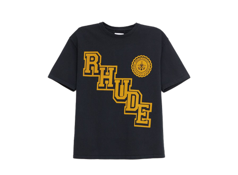 Rhude Collegiate Crest Tee Vintage Black/Yellow (Pre-Owned)