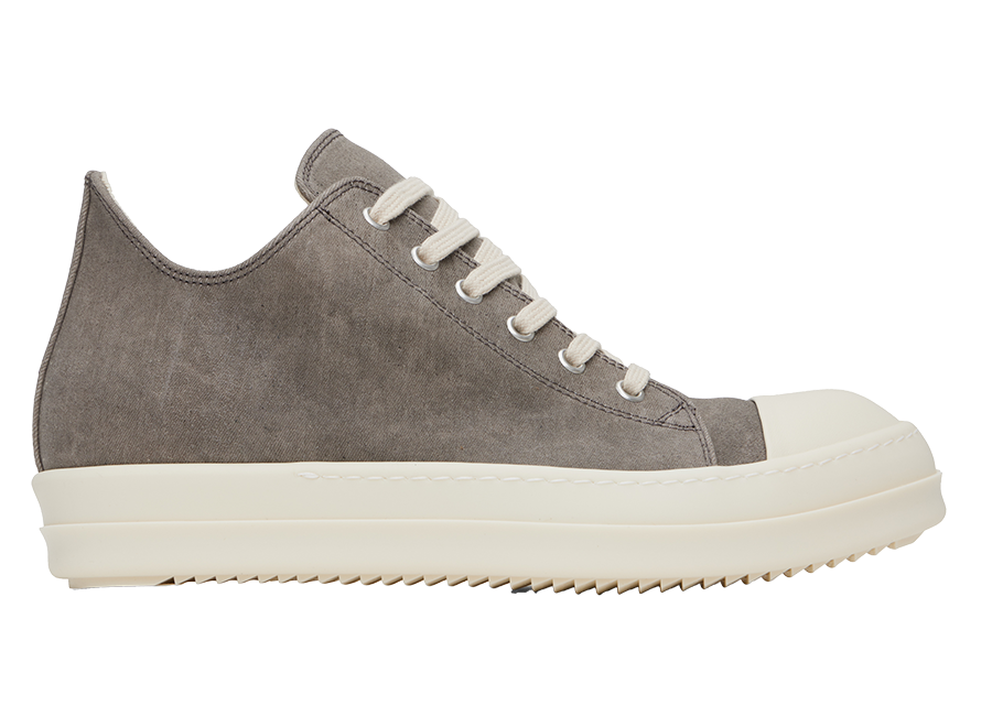 Rick Owens DRKSHDW Grey Porterville Foil Stretch Denim Sneakers (Pre-Owned)
