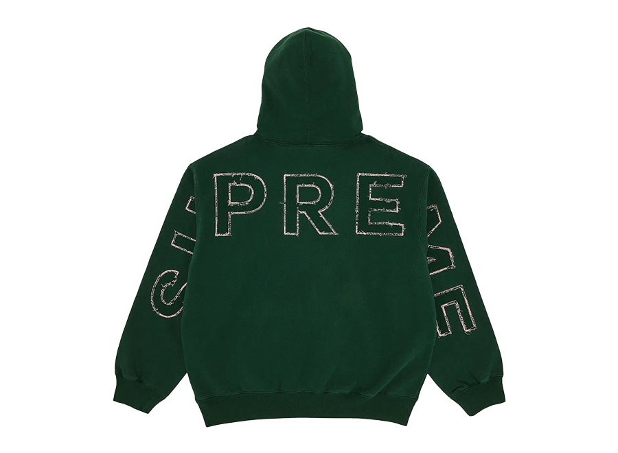 Supreme Frayed Hooded Sweatshirt Green (Pre-Owned)