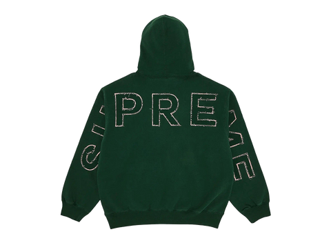 Supreme Frayed Hooded Sweatshirt Green (Pre-Owned)