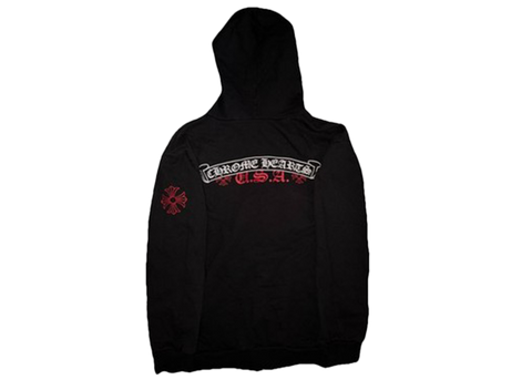Chrome Hearts Red USA Scroll Zip Up Hoodie Black (Pre-Owned)