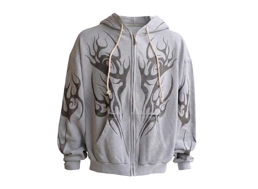 Hellstar Tribal Flame Zip Up Hoodie