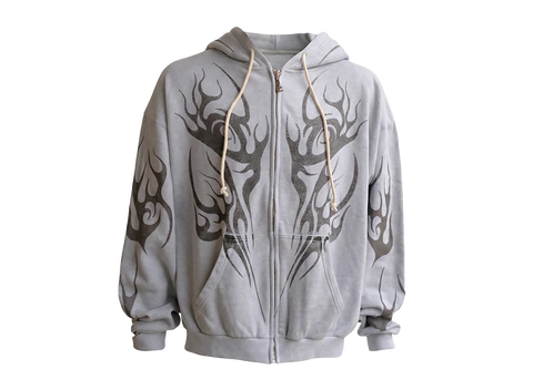 Hellstar Tribal Flame Zip Up Hoodie