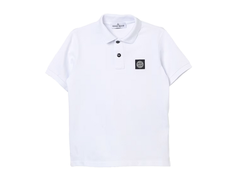 Stone Island Appliqué Cotton Blend Polo White Slim Fit (Pre-Owned)