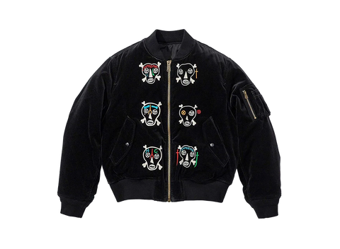 Supreme Clayton Patterson Skulls Embroidered Velvet MA-1 Black (Pre-Owned)