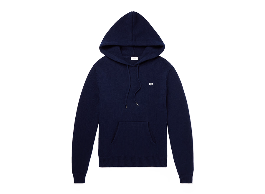 CELINE HOMME Logo-Embroidered Wool and Cashmere-Blend Hoodie (Pre-Owned)