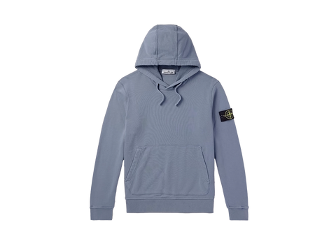 STONE ISLAND Logo-Appliquéd Garment-Dyed Cotton-Jersey Hoodie Blue (Pre-Owned)
