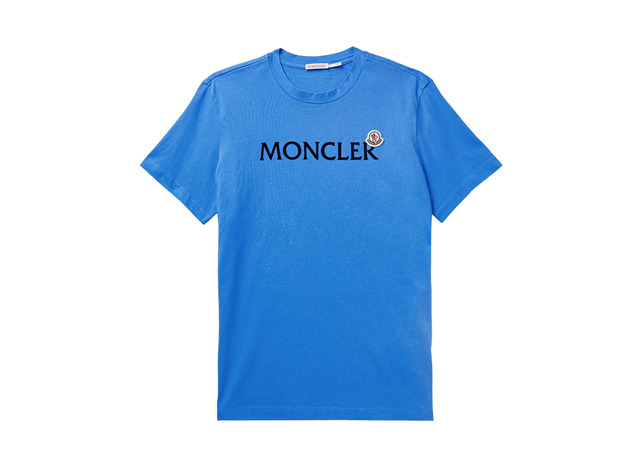 MONCLER Logo-Flocked Appliquéd Cotton-Jersey T-Shirt (Pre-Owned)