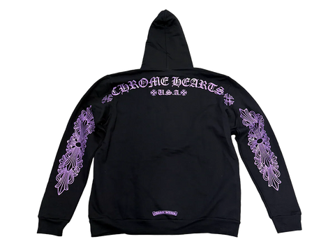 Chrome Hearts Friends & Family Horseshoe Floral Purple Glitter Hoodie (Pre-Owned)